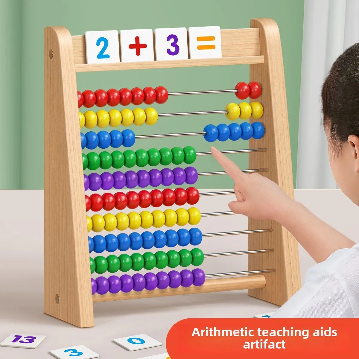 Wooden Math Abacus Learning Toy – Montessori Counting & Arithmetic Educational Board for Kids