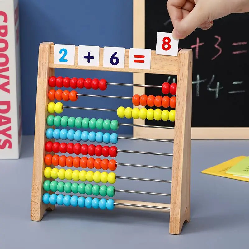 Wooden Math Abacus Learning Toy – Montessori Counting & Arithmetic Educational Board for Kids