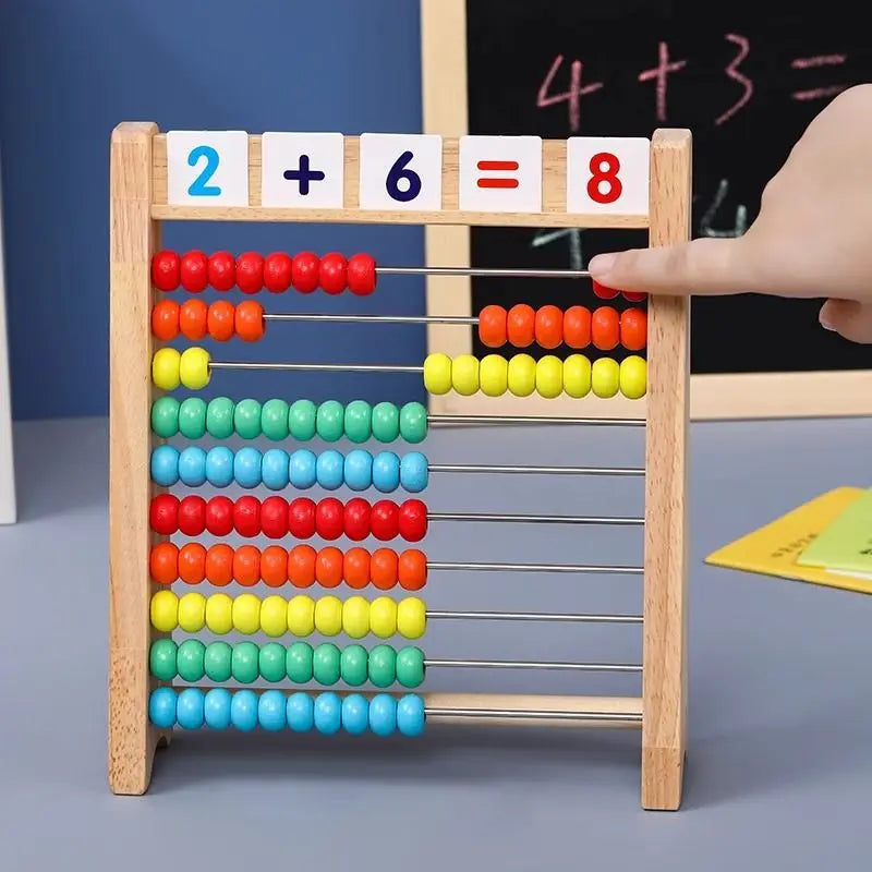 Wooden Math Abacus Learning Toy – Montessori Counting & Arithmetic Educational Board for Kids