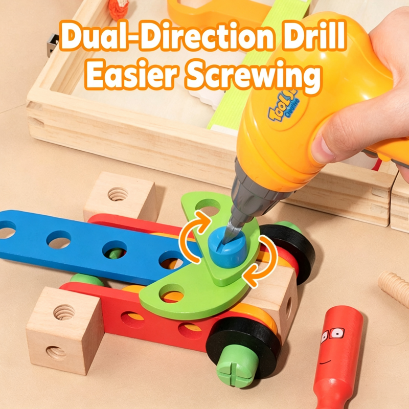 Educational Montessori Kids Toys Plastic Wooden Toolbox Pretend Play Set Children Nut Screw Assembly Simulation Carpenter Tool